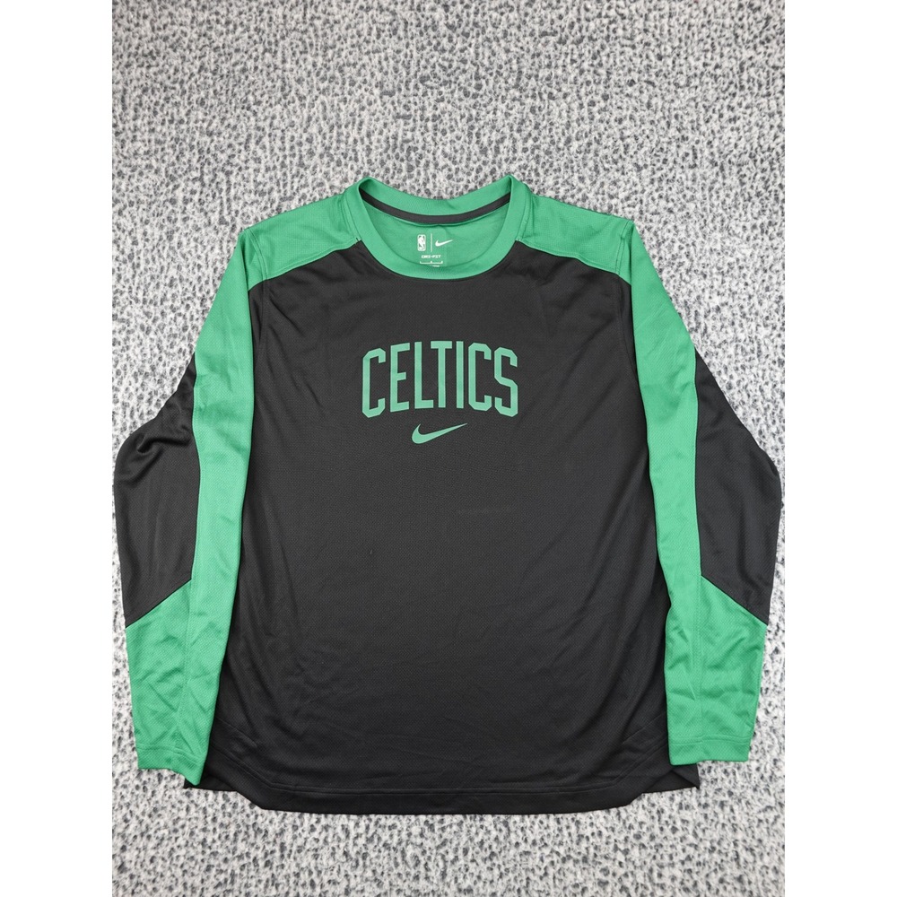 Nike Boston Celtics NBA Shooting Shirt Mens Large Black Green FV1629-312